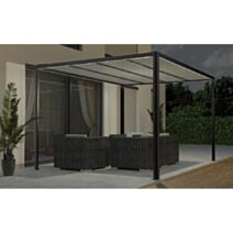 Tonnelle adossée 3x3 toile motorisée et éclairage - CHALET et JARDIN